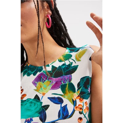 Vestido floral canalé