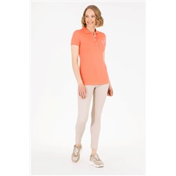 Kadın Somon Basic Polo Yaka Tişört