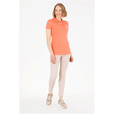 Kadın Somon Basic Polo Yaka Tişört