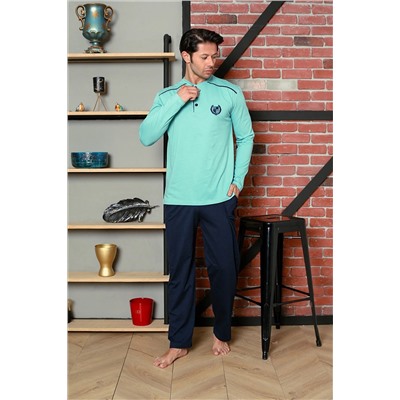 AHENGİM Erkek Pijama Takımı Uzun Kol Süprem Pamuklu Mevsimlik M58012262 1-2-10001205