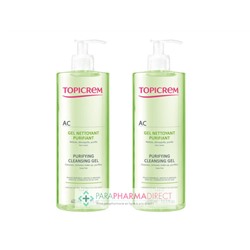 Topicrem AC Gel Nettoyant Purifiant Peaux Mixtes à Grasses 2x400mlLot  × 2