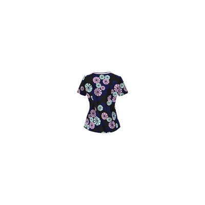 Koi Scrubs Umbrellas Mock Wrap Print Top