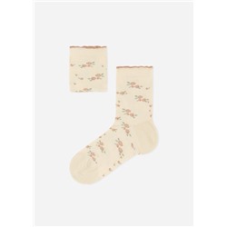Kurze Mädchensocken mit Blumenmuster Eco