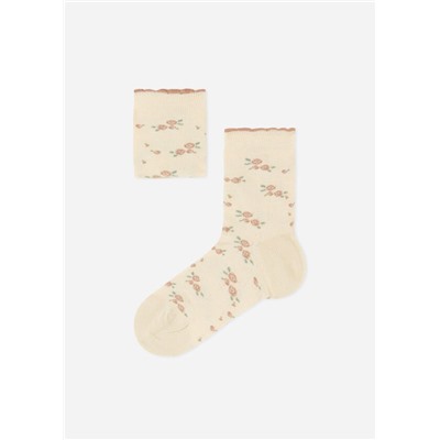 Kurze Mädchensocken mit Blumenmuster Eco