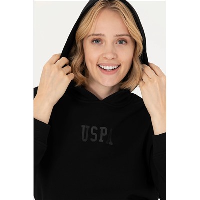 Kadın Siyah Kapüşonlu Basic Sweatshirt