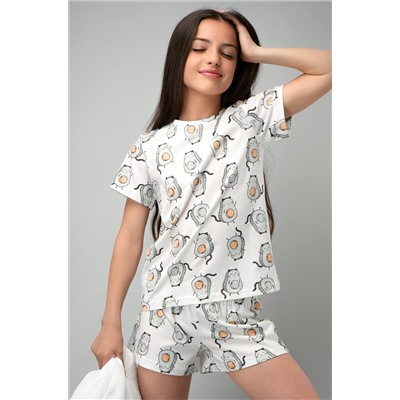 Хлопковая пижама для девочки с шортами Happyfox