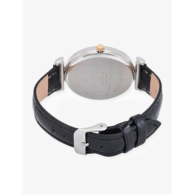 LADIES BLACK EMBOSSED STRAP WATCH