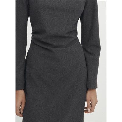 Vestido midi manga larga detalle frunces