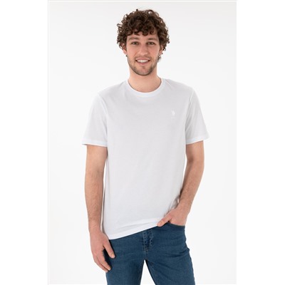 Erkek Regular Fit Bisiklet Yaka Beyaz Basic Tişört