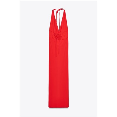 DRAPED HALTER MAXI DRESS