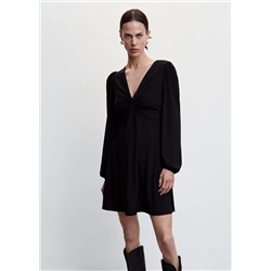 Vestido negro detalle nudo -  Mujer | MANGO OUTLET España