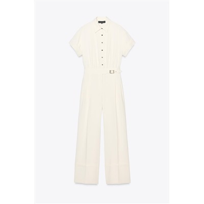 CREPE BUCKLE WAIST JUMPSUIT