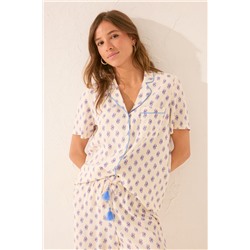 Pijama camisero largo viscosa beige