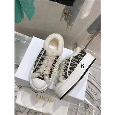 Женские кеды Dio*r Walk’*n на толстой подошве с мехом внутри