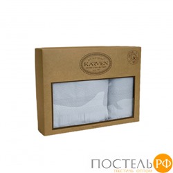 Набор полотенец Карвен " TROPICAL" махра 50*90/70*140 HS 1720 mint/серо-голубой