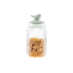 Kuşlu Kavanoz Silindir - Mint Yeşili - 1300 ml