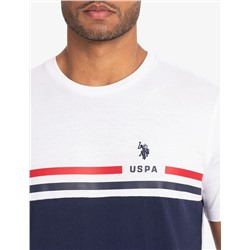 USPA STRIPE PRINT JERSEY T-SHIRT