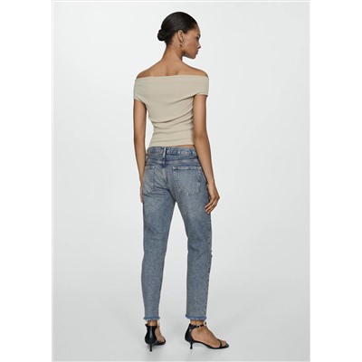 Jeans girlfriend tiro bajo rotos