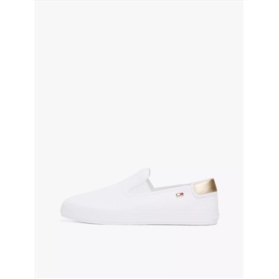 Metallic Heel Canvas Slip-On Sneaker