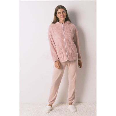 Bata corta tejido pelo rosa lurex