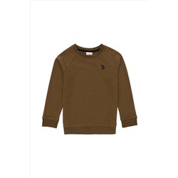 Erkek Çocuk Haki Basic Bisiklet Yaka Sweatshirt