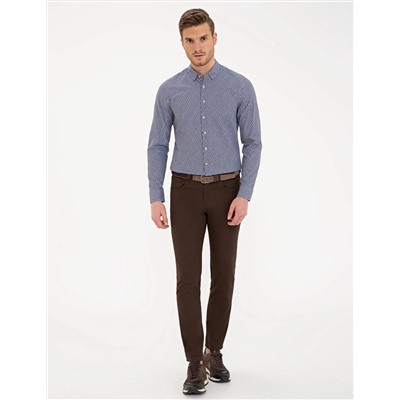 Lacivert Slim Fit Uzun Kollu Gömlek