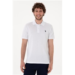 Erkek Slim Fit Polo Yaka Beyaz Basic Tişört