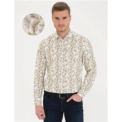 Yeşil Comfort Fit Uzun Kollu Gömlek