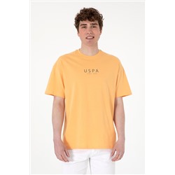 Erkek Oversize Fit Bisiklet Yaka Turuncu Tişört