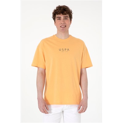 Erkek Oversize Fit Bisiklet Yaka Turuncu Tişört