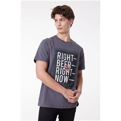 Lee, Regular Fit Normal Kesim Bisiklet Yaka %100 Pamuk Antrasit Erkek T-shirt