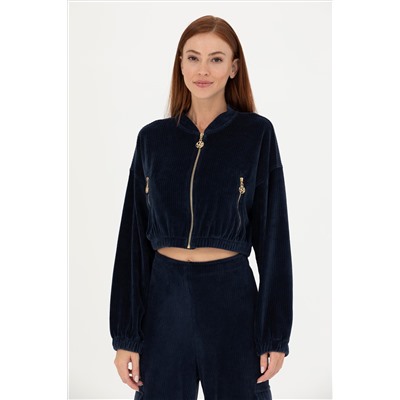 Kadın Lacivert V Yaka Sweatshirt