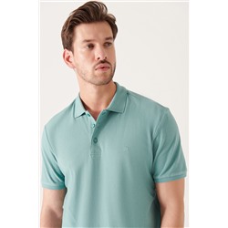 Su Yeşili %100 Pamuk Serin Tutan Polo Yaka T-Shirt