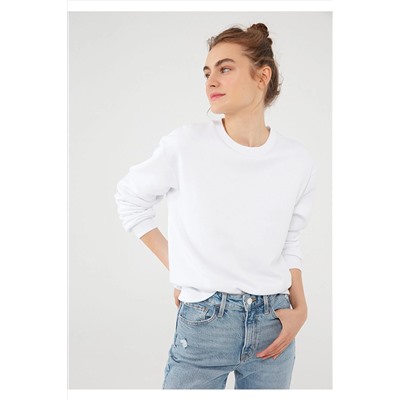 Mavi Bisiklet Yaka Beyaz Sweatshirt 8816126-620
