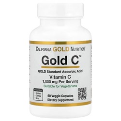 California Gold Nutrition, Gold C™, USP Grade Vitamin C, 1,000 mg, 60 Veggie Capsules