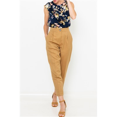 Pantalón de lino Camel