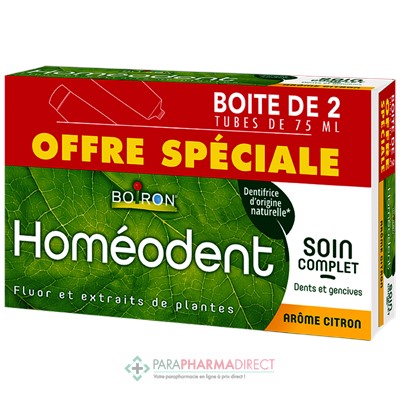 Boiron Homéodent - Soin Complet - Dents & Gencives - Goût Citron - Dentifrice 2x75 mlLot  × 2
