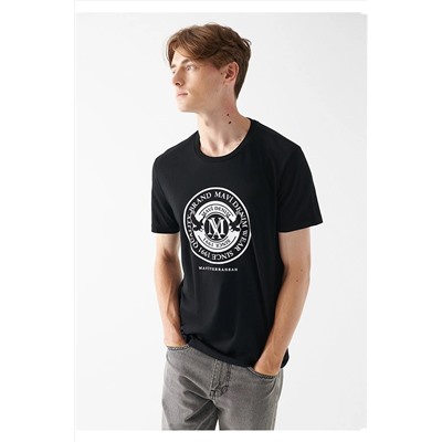 Mavi Logo Baskılı Siyah Tişört Slim Fit / Dar Kesim 065168-900
