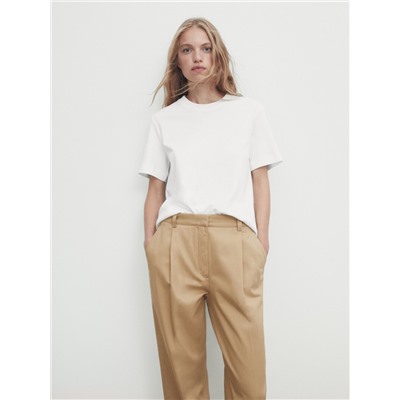 Pantalón recto algodón pinzas