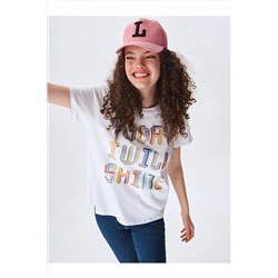 Ltb Slogan Baskılı Beyaz T-shırt 01223800736089