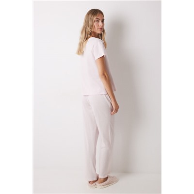 Pijama largo 100% algodón rosa corazones