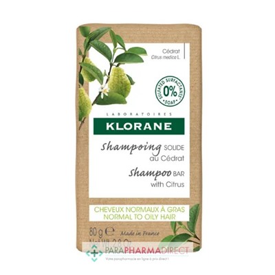 Klorane Cédrat - Shampoing Solide - Cheveux Normaux à Gras 80g
