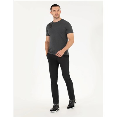 Siyah Regular Fit Kanvas Pantolon