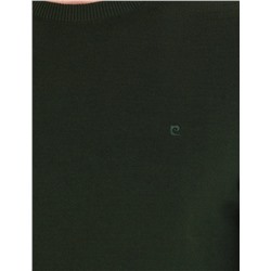 Koyu Yeşil Slim Fit Bisiklet Yaka Basic Triko Kazak
