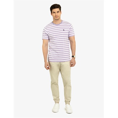 YARN DYE STRIPE JERSEY CREW NECK T-SHIRT