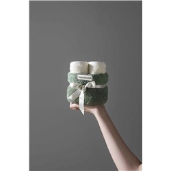 COTTONMANIA Carmine Bouquet Olive - Özel Tasarım, Modern, Sepetli, Hediye / Misafir Havlusu H000037