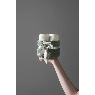 COTTONMANIA Carmine Bouquet Olive - Özel Tasarım, Modern, Sepetli, Hediye / Misafir Havlusu H000037
