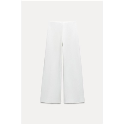 SOFT PIQUÉ WIDE-LEG TROUSERS