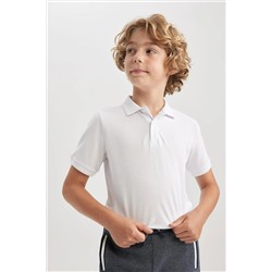 Defacto, Erkek Çocuk Beyaz Pike Kısa Kollu Polo Basic Düz Okul Tişörtü K1689a623au