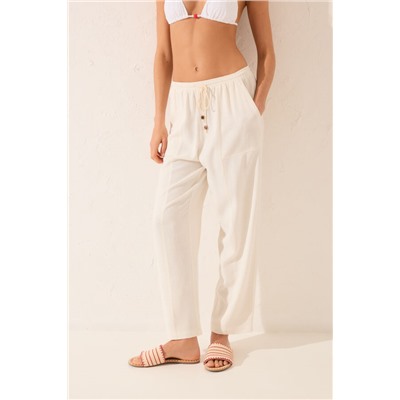 Pantalón Capri lino blanco